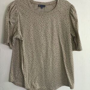 Democracy Taupe Animal Print Puff Sleeve Knit Top XL